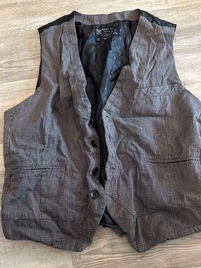 Marc Ecko Black and Gray Glen Plaid Vest